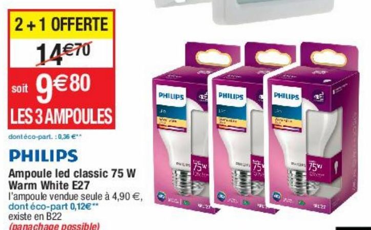 ampoule led classic 75 W warm white E27 