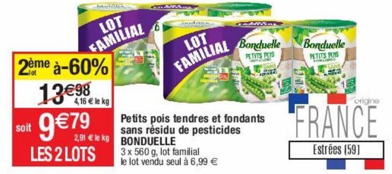 petits pois tendres et fondants sans résidu de pesticides Bonduelle