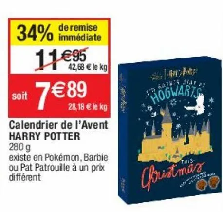 calendrier de l'avent harry potter