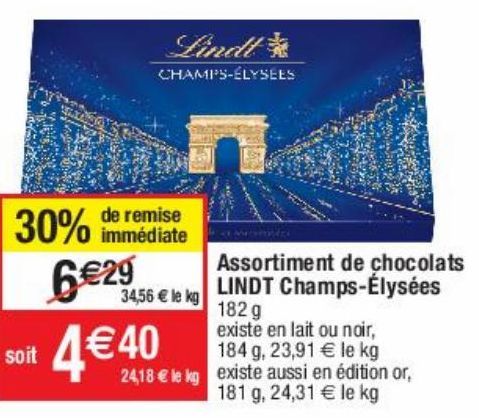 Assortiment de chocolats Lindt champs-élysées