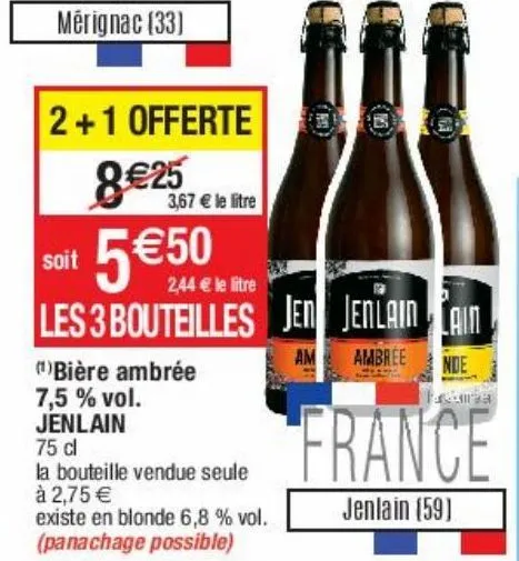 bière ambrée 7.5% vol. jenlain