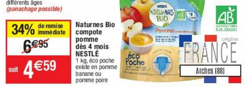 Natures bio compote pomme dés 4 mois Nestlé