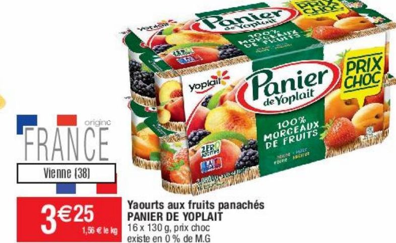 yaourt aux fruits panachés panier de Yoplait
