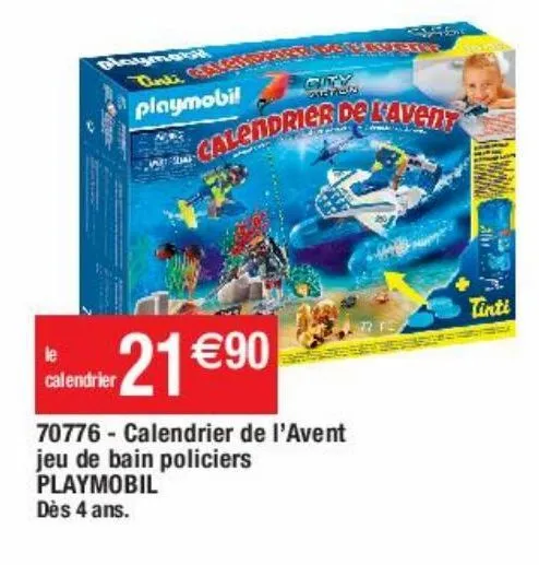 calendrier de l'avent jeu de bain policiers playmobil