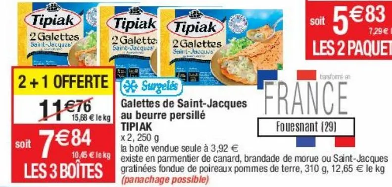 galettes de saint-jacques au beurre persillé tipiak