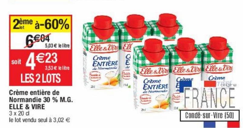 crème entière de normandie 30% M.G. Elle & Vire