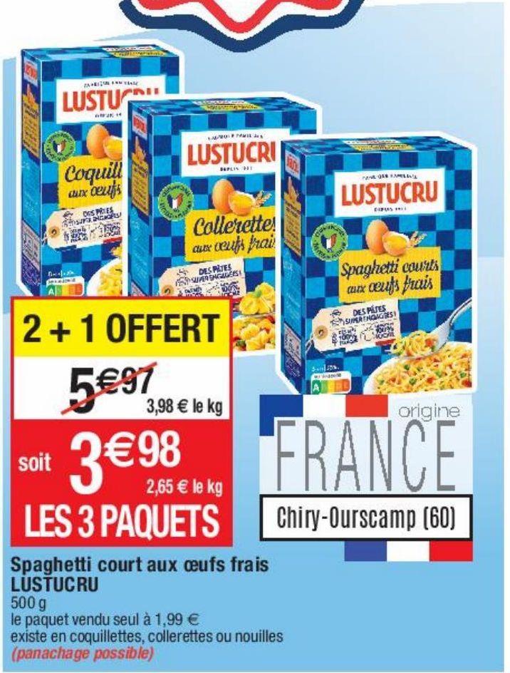 spaghetti court aux oeufs frais Lustucru