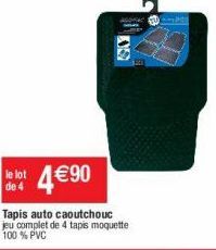 le lot de 4  4€90  Tapis auto caoutchouc jeu complet de 4 tapis moquette 100% PVC 