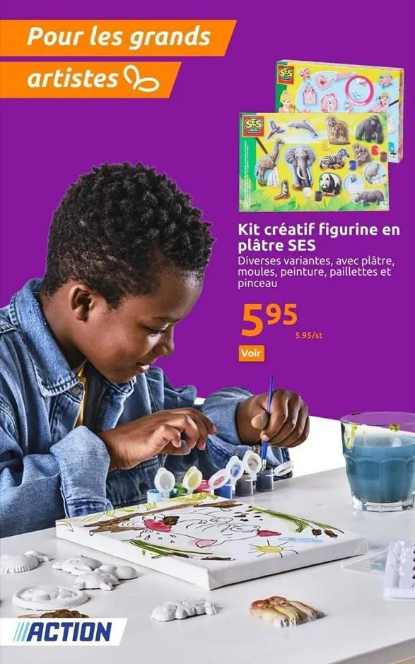 pour les grands  artistes  action  ses  co  s  vetgerman  ses  er  voir  cas  kit créatif figurine en plâtre ses  diverses variantes, avec plâtre, moules, peinture, paillettes et pinceau  5⁹5  5.95/st