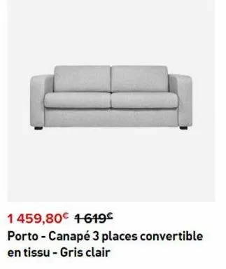 1459,80€ 4-619€  porto - canapé 3 places convertible en tissu - gris clair 