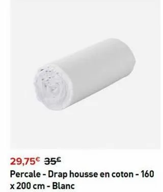 29,75€ 35€  percale-drap housse en coton - 160 x 200 cm - blanc 