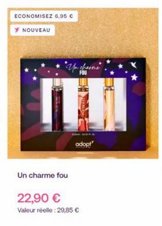 ECONOMISEZ 6,95 €  Y NOUVEAU  "Un charme  Un charme fou  22,90 €  Valeur réelle : 29,85 €  adopt 