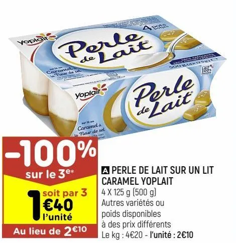 perle de lait sur un lit caramel yoplait