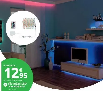 à partir de  €  12,95  dont 0,10 € d'éco-part. kit ruban led 3 m rgb 8 w  620130 