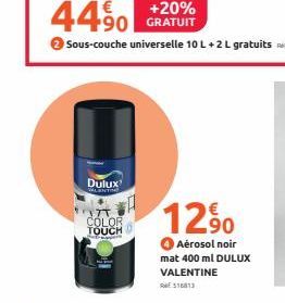 Dulux  COLOR TOUCH  +20% GRATUIT  12.90  Aérosol noir  mat 400 ml DULUX VALENTINE R$16813 