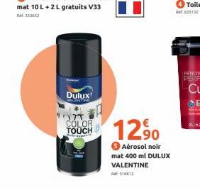 Dulux  VALENTINE  COLOR TOUCH  12.⁹0  Aérosol noir mat 400 ml DULUX VALENTINE  R516613 