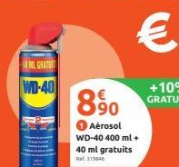 NL GRATU  WD-40  890 GRAPU  Aérosol WD-40 400 ml + 40 ml gratuits 319046 