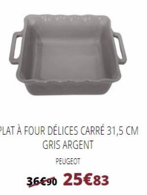 PLAT À FOUR DÉLICES CARRÉ 31,5 CM GRIS ARGENT  PEUGEOT  36€90 25€83  