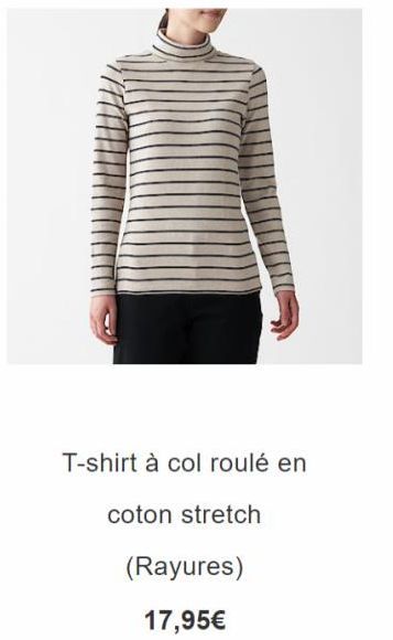 T-shirt à col roulé en  coton stretch  (Rayures)  17,95€  