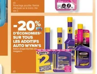 k  panachage possible rembe effectuée sur le moins cher des 3.  -20%  d'économies sur tous  les additifs auto wynn's selon disponibilités en magasin  wynn's  nettoyants injecteurs  www  specialist  ne