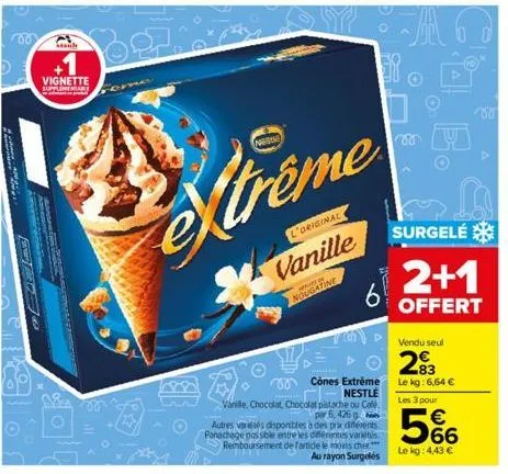 th  +1  vignette supplementary  a  consun pa  o  wable sphale  original  vanille  nougatine  xtreme  vanille, chocolat, chocolat pistache ou cale, par 5, 426 g autres veresés disponibles à des prix di