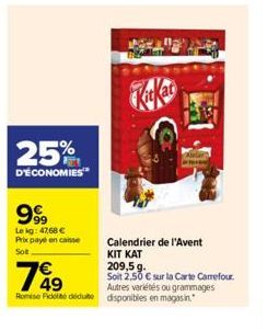 calendrier de l'Avent Kit kat