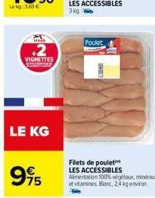 sta  vignettes  le kg  995  75  poulet  re  filets de poulet les accessibles alimentation 100% végétaux, minéraux et vitamines blanc, 2,4 kg environ. 