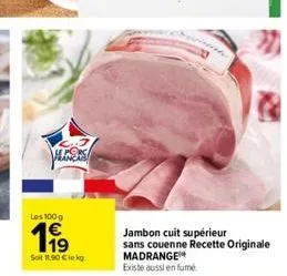 jambon cuit madrange