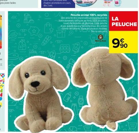 4K  8  ^ Peluche animal 100% recyclée The peluche éco-responsable at respectueuse de  fenvironnement fabitquée en fibrés 100% recycées plastique. Cette  issues de  d'une grande douceur finale bonheur 