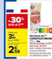 saucisson sec Carrefour
