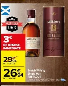 whisky 7,5/10  3€  de remise immédiate  2994  le l: 42,77 €  2694  le l: 38,49 €  aberlour  scotch whisky single malt aberlour  12 ans dage. 40% vol, 70 cl étui  aberlour  one of  125 
