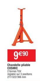 9€ 90  Chandelle pliable COSMIC  2 tonnes TUV réglable sur 3 positions 277/322/366 mm 