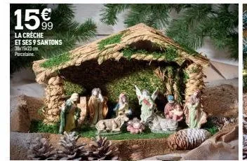 15%  €  la crèche et ses 9 santons 38x15x23 cm porcelaine 