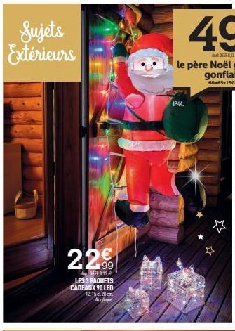 Sujets Extérieurs  22€  EEE 0,13 € LES 3 PAQUETS CADEAUX 90 LED 12,15 el 20 cm Acrylique  IP44.  ☆  