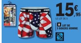 FRESCUN  THETE  SCUN FREBGUN FRE  LE LOT DE 5  ,95  8 LOT DE  5 BOXERS HOMME 