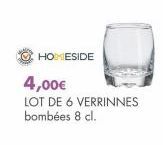 4,00€  LOT DE 6 VERRINNES bombées 8 cl.  HOMESIDE 