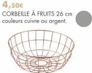 4,50€  corbeille à fruits 26 cm couleurs cuivre ou argent. 
