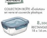 NOUVEAUTÉ  COLLECTION BOÎTE «Évolution>> en verre et couvercle plastique.  8,30€ RECTANGLE 18 x 14 cm. 
