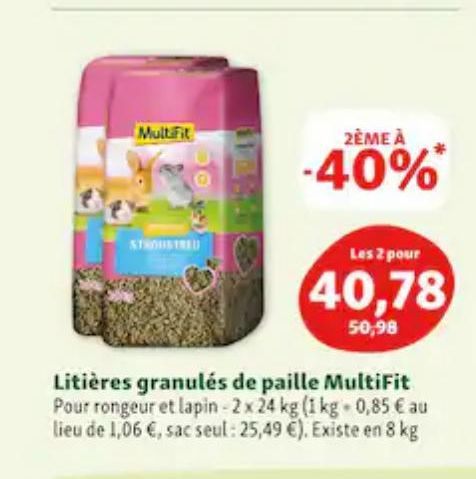 litières granules de paille MultiFit