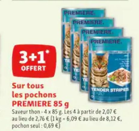 3+1 offert sur tous les pochons PREMIERE 85g