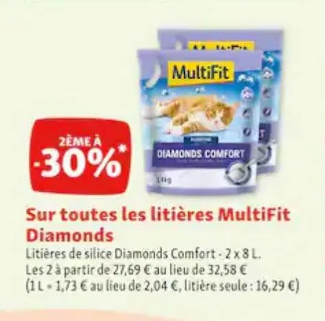 2eme a -30% sur toutes les litieres multifit diamonds