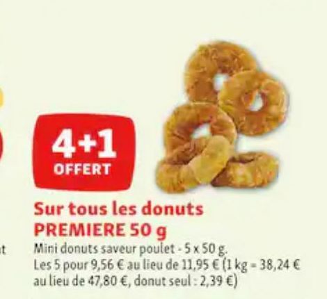 4+1 offert Sur tout les donuts PREMIERE 50g