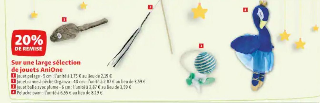 20% de remise sur une large selection de jouets AniOne