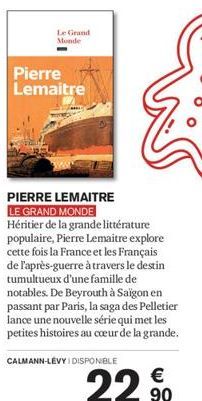 Le Grand Monde  Pierre Lemaitre  PIERRE LEMAITRE LE GRAND MONDE  Héritier de la grande littérature populaire, Pierre Lemaitre explore cette fois la France et les Français de l'après-guerre à travers l