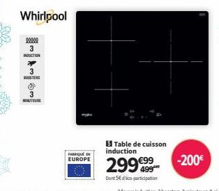 Whirlpool  00000  3  INDUCTION  3  BOOSTER  ✪ 3  MINUTEURS  FABRIQUE EUROPE  -200€ 