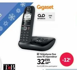 gigaset  qo sans  répondeur  fil  15 téléphone fixe sans fil répondeur €99  3244  dont 0,10€ déco-participation  -12€ 