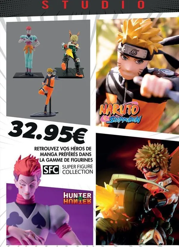32.95€  retrouvez vos héros de manga préférés dans la gamme de figurines super figure  sfc collection  hunter <<] homlek  naruto shippuden 