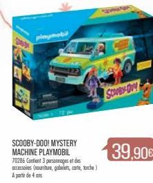 playmobil  SCOOBY-DOO! MYSTERY MACHINE PLAYMOBIL 70286 Contient 3 personnages et des accessoires (nourriture, gobelets, carte, torche) A partir de 4 ans  SCOOBY-DO 