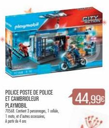 playmobil  POLICE POSTE DE POLICE ET CAMBRIOLEUR PLAYMOBIL  70568. Contient 3 personnages, 1 cellule,  1 moto, et d'autres accessoires,  A partir de 4 ans  CITY ACTION  44,99€ 