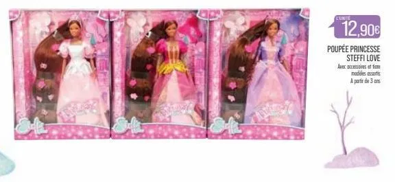 l'unite  12,90€  poupée princesse steffi love  avec accessoires et fiore modèles assortis  apartie de 3 ar 